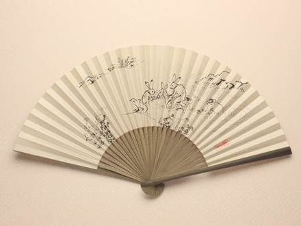 京扇子 鳥獣戯画/茶