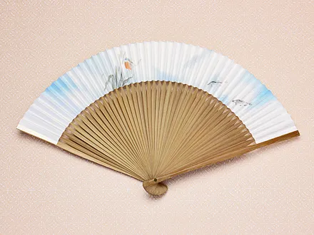 京扇子 カワセミと鮎
