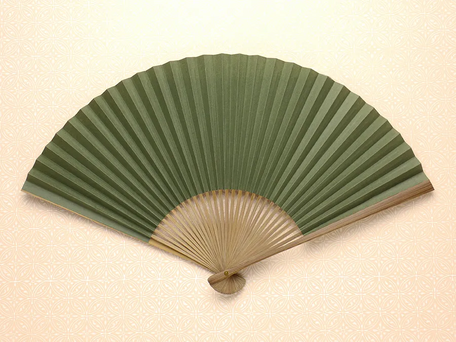 京扇子 漉地紙／抹茶色｜男・扇子｜日本製